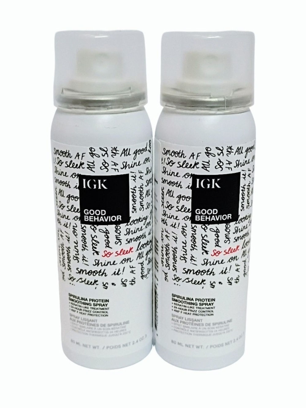 IGK Good Behavior Duo 2.4 oz Each Travel Size Smoothing Spray Frizz Control